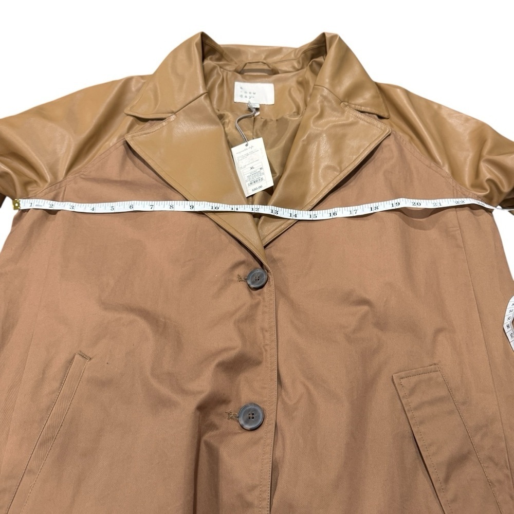 A New day Women’s  Faux Leather Trench Coat Size XL New With Tags - Picture 5 of 11